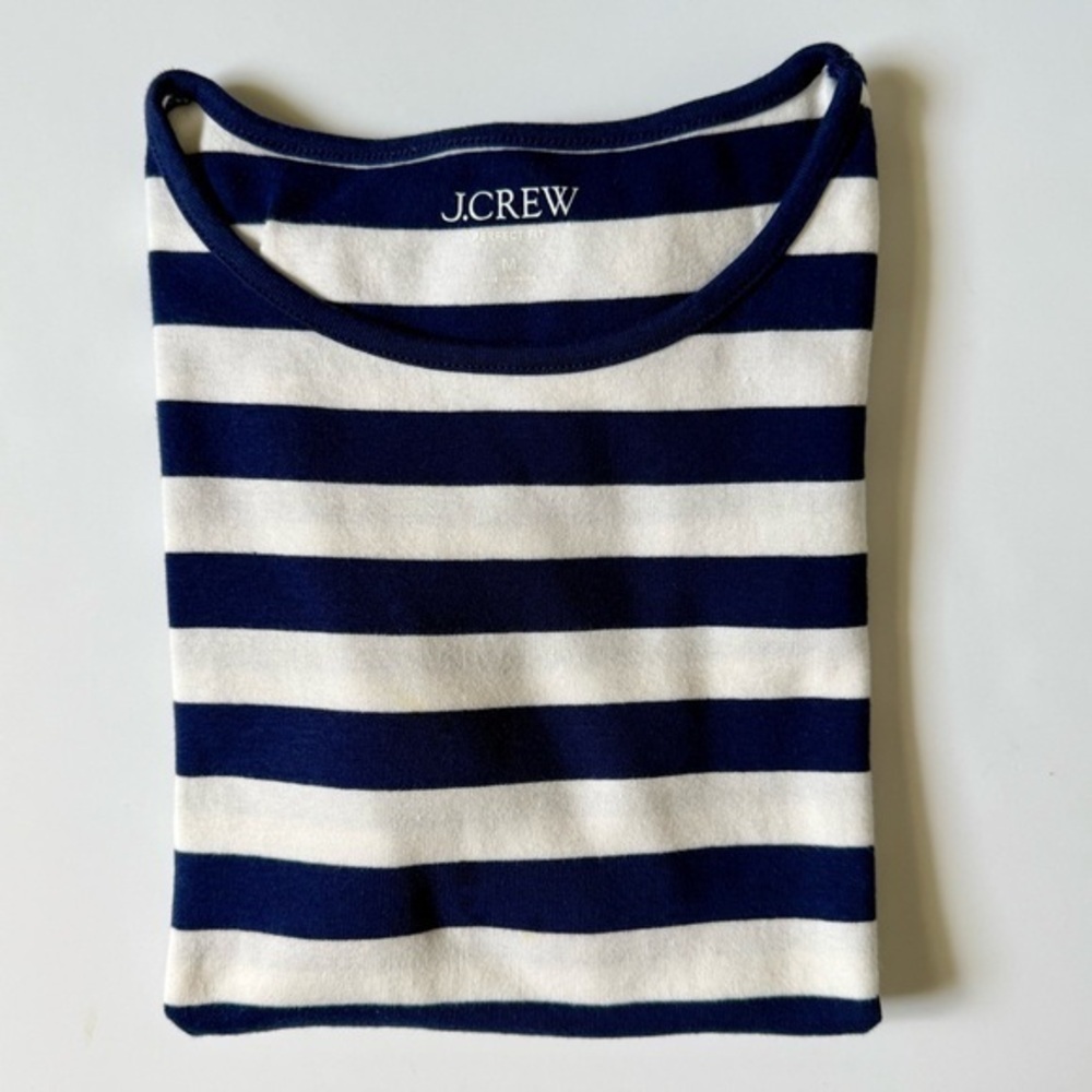 J.Crew Perfect Fit Striped Tee Blue Ivory Medium Fitted